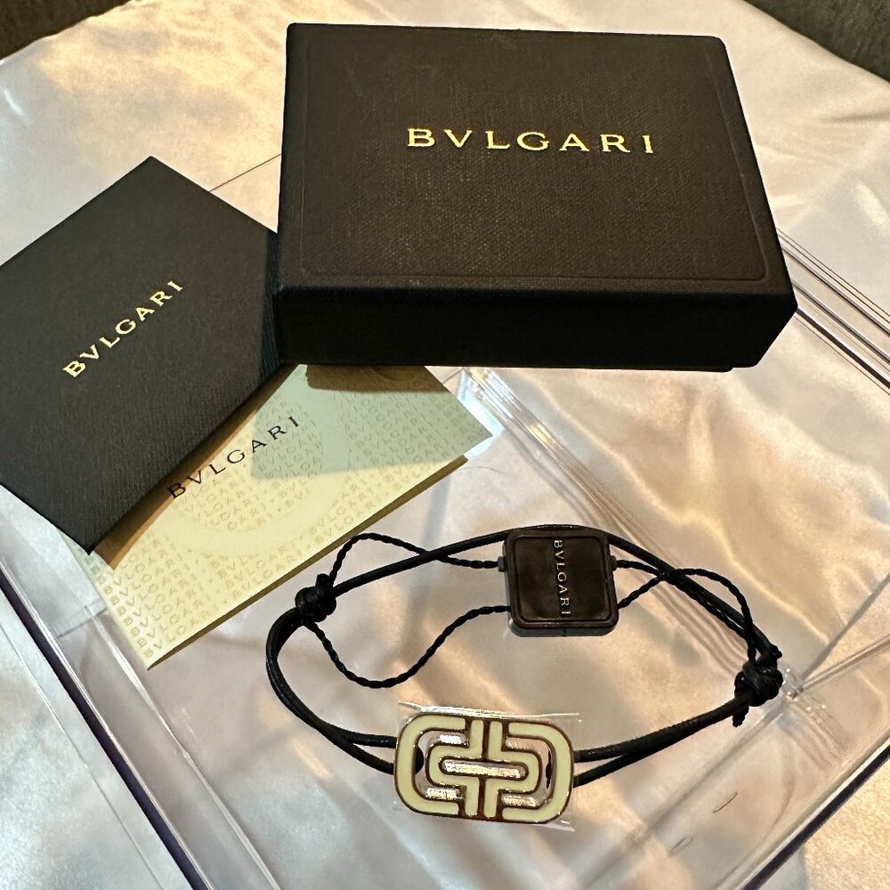 New BVLGARI Woven Leather w/Enamel Design Bracelet (NWT)